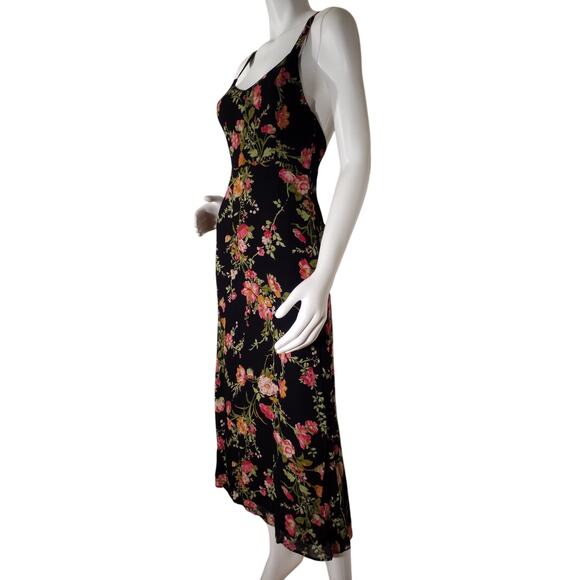 Reformation Womens Size 0 Floral Print Midi Dress Lace Up Back Hidden Side Zip - Picture 4 of 7